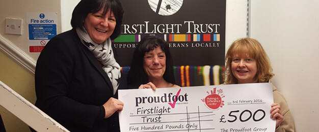 Proudfoot £500 Donation To Firstlight Trust