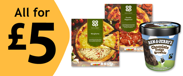 All For £5 - 2 Co-op Pizzas AND A Tub Of Ben & Jerry's Ice Cream